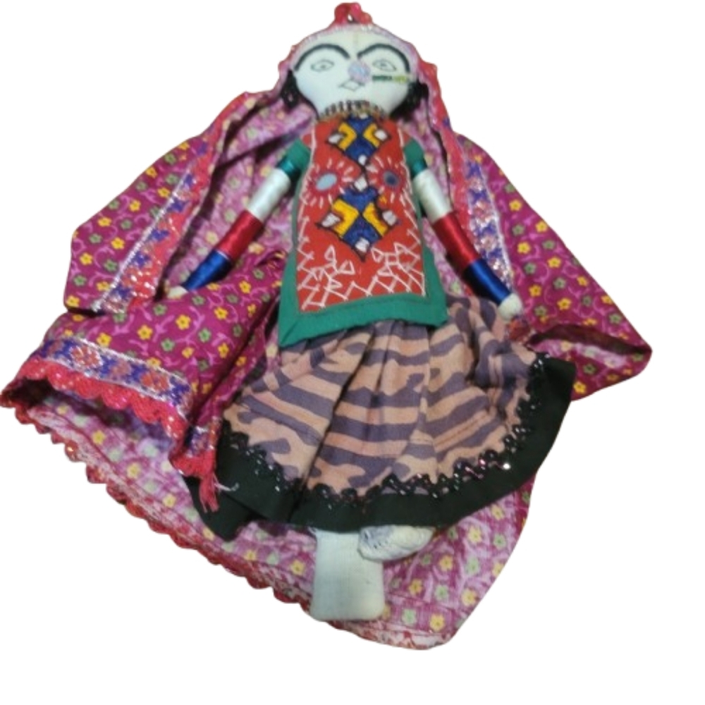 Vintage Dhingli Doll Gujarat India Handcrafted Cloth Doll Embroidered Folk Art D